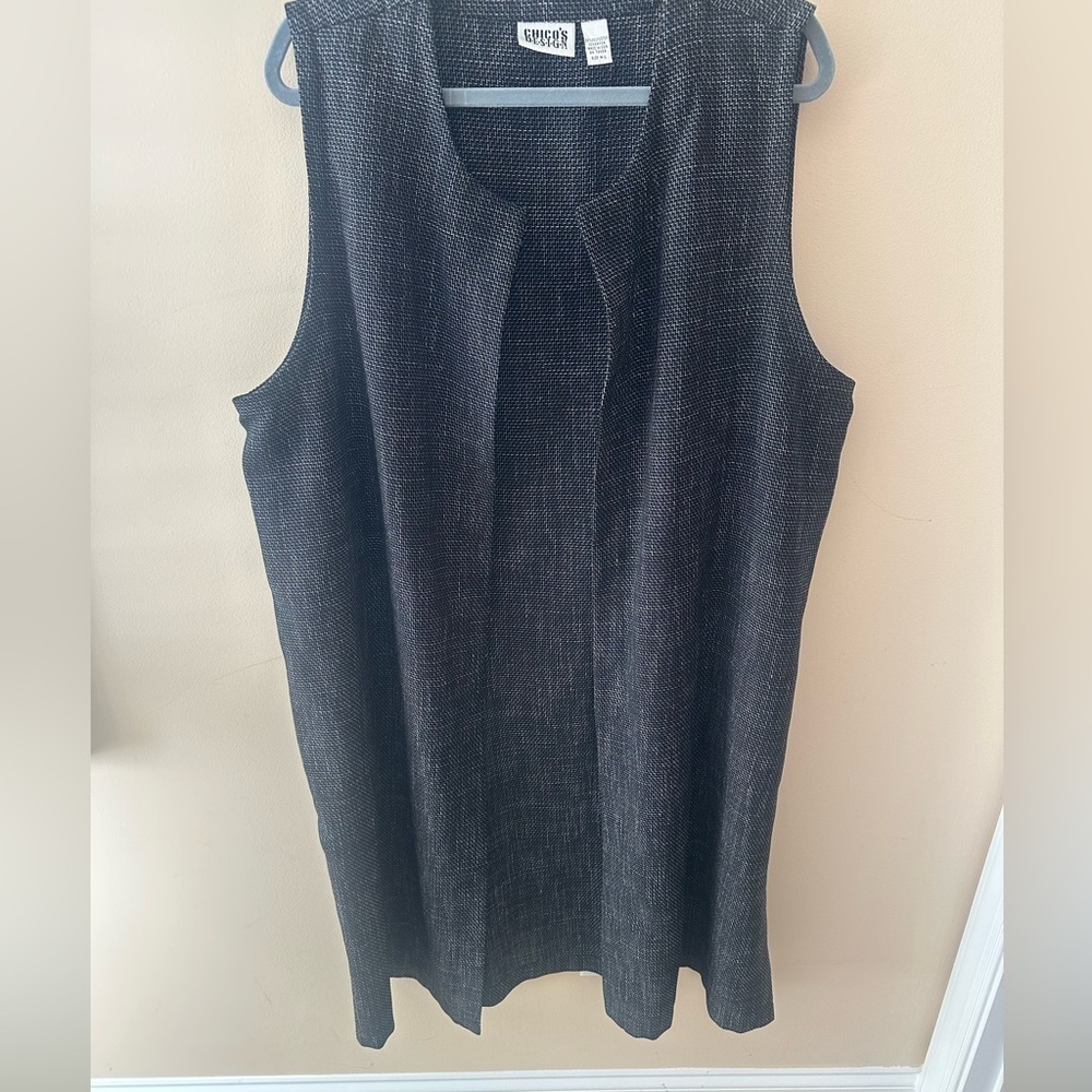 Chicos Design Duster Vest Sleeveless Cardigan lagenlook Vintage XL